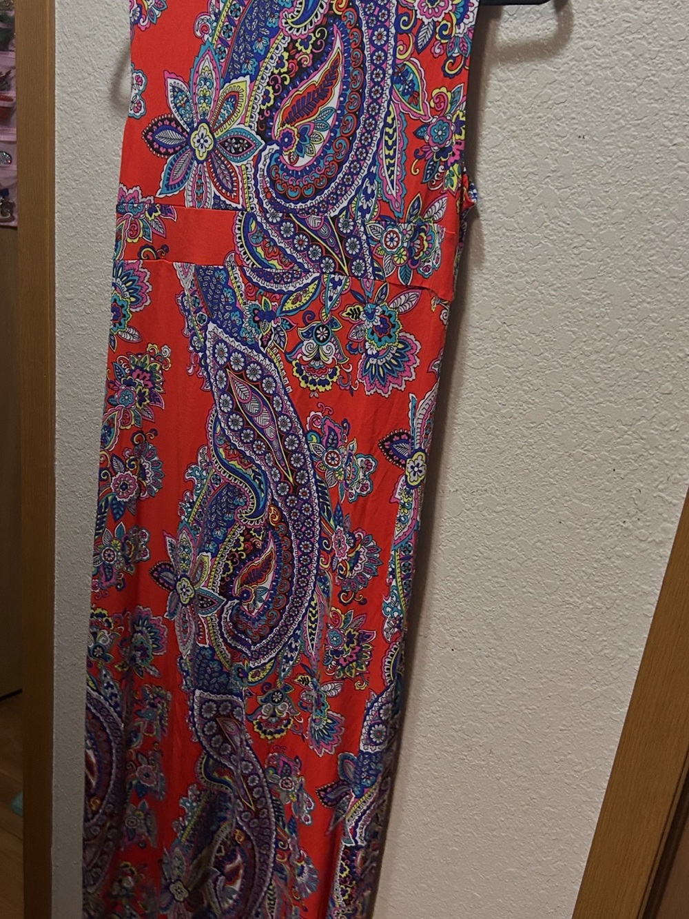 Rafaella Red Paisley Maxi Dress with Purple & Blue Floral Print - Picture 5 of 5